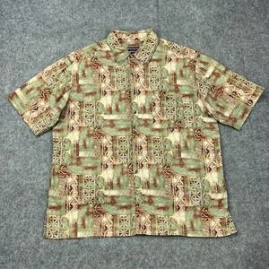 Weekender‎ Shirt Mens Extra Large Brown Hawaiian Short Sleeve Button Up Camp VTG
